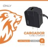 CARGADOR 220V ONLY MOD06 – 1 USB C/ CABLE TC – NEGRO
