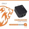 CARGADOR 220V ONLY MOD06 – 2 USB + CABLE TC – NEGRO
